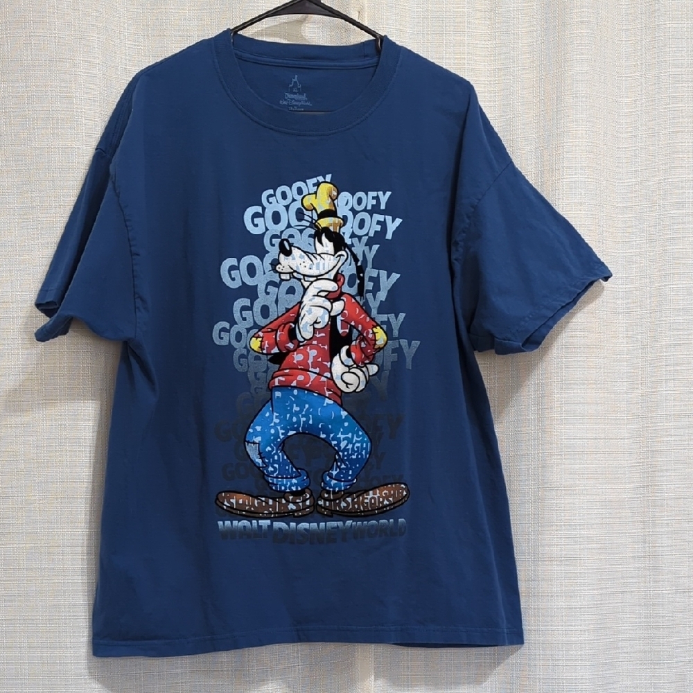 Disney World Goofy Graphic T-shirt Blue Short Sleeve Xl 100% Cotton Souvenir